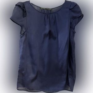 Zara Basic Navy Sheer Blouse